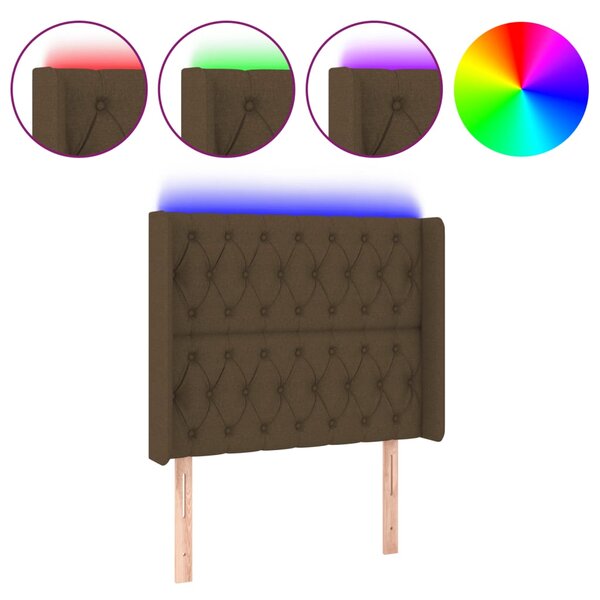 vidaXL Tête de lit à LED Marron foncé 93x16x118/128 cm Tissu