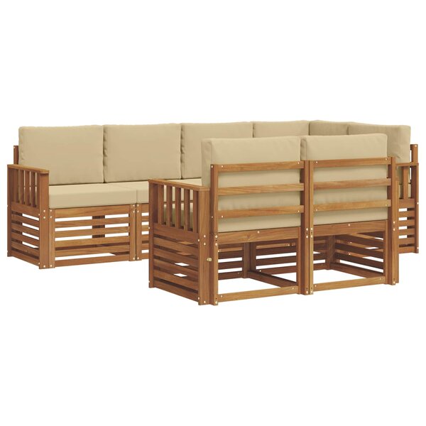 vidaXL Ensemble de canapés d'extérieur 7 pc Naturel et Beige Polyester