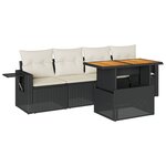 vidaXL Salon de jardin 5 Pièces avec coussins noir résine tressée