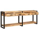 vidaXL Table console 2 Pièces Marron Bois de manguier brut massif