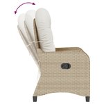 Fauteuil relax avec coussin en poly rattan beige