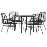 vidaXL Ensemble à manger de jardin 5 Pièces noir résine tressée verre
