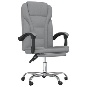 Chaise fauteuil siège pivotante de inclinable de bureau informatique étude clair tissu gris 02_0024238