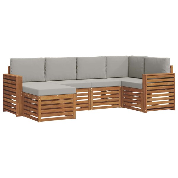 vidaXL Ensemble de canapés d'extérieur 6 pc Gris Naturel et Clair