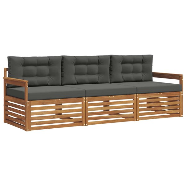 vidaXL Ensemble de canapés d'extérieur 3 Pièces Naturel et Anthracite