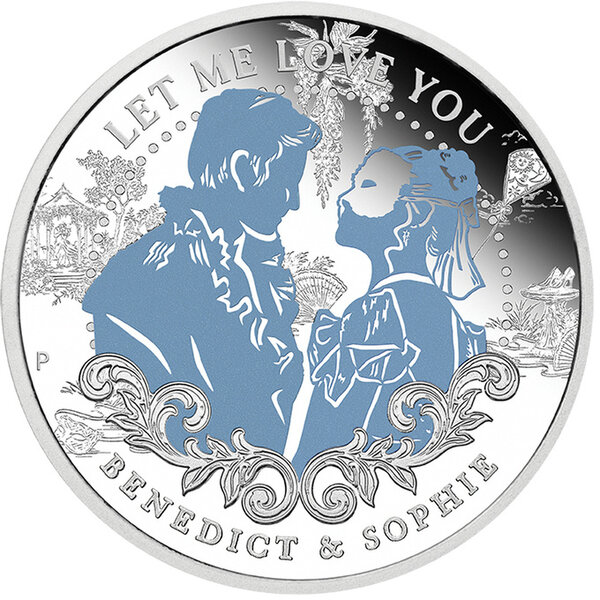 Monnaie BENEDICT AND SOPHIE Bridgerton 1/2 Oz Argent 50 Cents Tuvalu 2026 (PRÉCOMMANDE)
