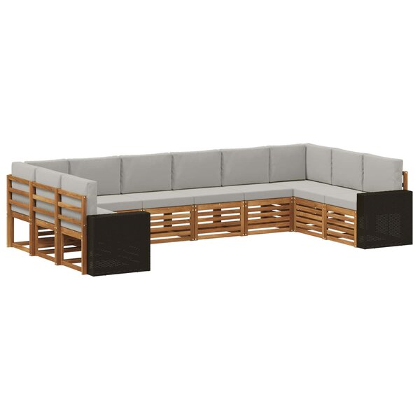 vidaXL Ensemble de canapés d'extérieur 10 pc Naturel et gris clair