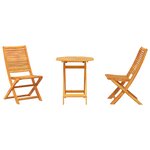 Set de Bistro Pliable 3 Pièces en Bois d'Acacia