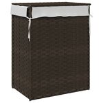 vidaXL Panier à linge avec couvercle marron foncé résine tressée