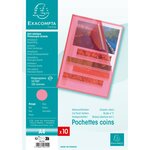 SACHET 10 POCH.COINS PP Grainé ROUGE EXACOMPTA