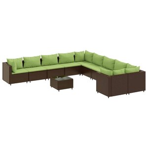 vidaXL Salon de jardin et coussins 11 Pièces marron résine tressée