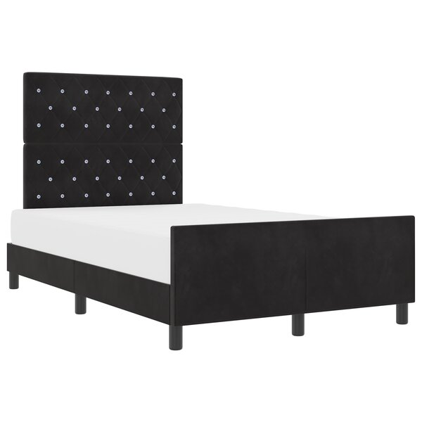 Cadre de lit en velours noir 120x190 cm