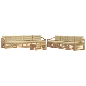 vidaXL Ensemble de canapés d'extérieur 9 pc Blanc et Beige Polyester
