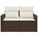 vidaXL Canapé de jardin avec coussins 2 places marron résine tressée