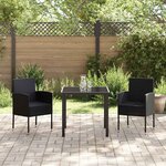vidaXL Ensemble de salle à manger pour jardin 3 Pièces Noir polyrotin