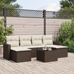 vidaXL Salon de jardin avec coussins 7 Pièces marron résine tressée