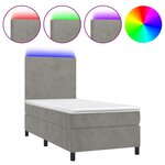 vidaXL Sommier à lattes de lit avec matelas et LED Gris clair 90x200cm