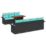 vidaXL Ensemble de canapé de jardin 8 Pièces Noir Poly rotin