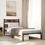 vidaXL Cadre de lit en métal sans matelas chêne fumé 90x200 cm