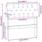 vidaXL Tête de lit capitonnée Gris clair 75 cm Pin massif