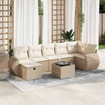 vidaXL Salon de jardin avec coussins 8 Pièces beige résine tressée