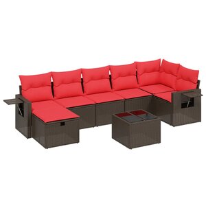 vidaXL Salon de jardin 8 Pièces avec coussins marron résine tressée