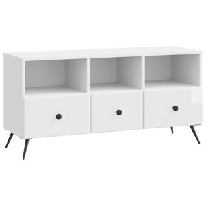vidaXL Meuble TV Blanc brillant 102 x 34 5 x 50 cm Bois d'ingénierie