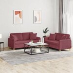 vidaXL Ensemble de canapés 2 Pièces avec coussins rouge bordeaux tissu