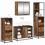 vidaXL Ensemble de mobilier de salle de bain 4 Pièces Bois Ancien