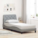 vidaXL Cadre de lit avec LED sans matelas gris clair 100x200 cm tissu