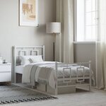 vidaXL Cadre de lit métal sans matelas avec pied de lit blanc 75x190cm
