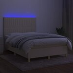 vidaXL Sommier à lattes de lit et matelas et LED Crème 140x190cm Tissu