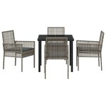 vidaXL Set de jardin 5 pièces avec coussins gris Poly Rattan