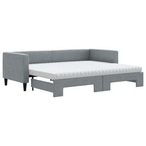vidaXL Lit de jour avec gigogne et matelas gris clair 80x200 cm tissu