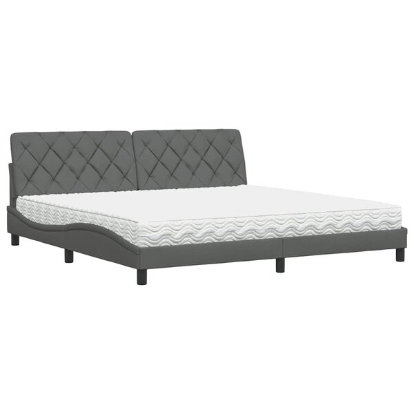 vidaXL Lit avec matelas gris foncé 200x200 cm tissu