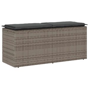 vidaXL Banc de jardin avec coussin gris 110x40x44 cm résine tressée