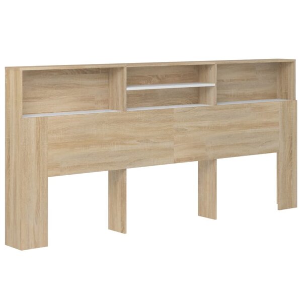 vidaXL Armoire de tête de lit Blanc et chêne sonoma 220x19x103 5 cm