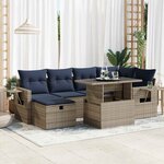 vidaXL Salon de jardin avec coussins 7Pièces gris résine tressée acacia