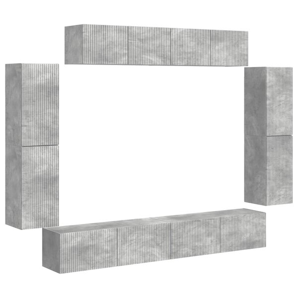 vidaXL Meuble TV 8 Pièces Gris béton