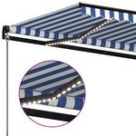 vidaXL Auvent manuel rétractable avec LED 400x350 cm Bleu et blanc