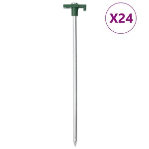 vidaXL Piquets de tente 24 Pièces 25 cm 7 mm acier galvanisé et PP