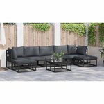 Ensemble de canapé de jardin avec coussin 8 Pièces Noir Aluminium