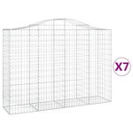 vidaXL Paniers à gabions arqués 7 Pièces 200x50x140/160 cm Fer galvanisé