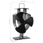 vidaXL Ventilateur de poêle alimenté par chaleur 3 pales Noir