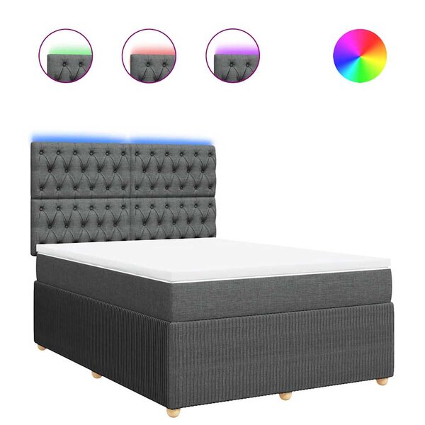 vidaXL Sommier à lattes de lit avec matelas Gris foncé 160x200cm Tissu