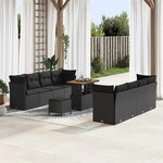 vidaXL Ensemble de canapé de jardin 11 Pièces Noir 90 x 55 x 71 cm