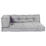 Coussin de canapé Pallet vidaXL avec appui-bras et dossier en tissu gris