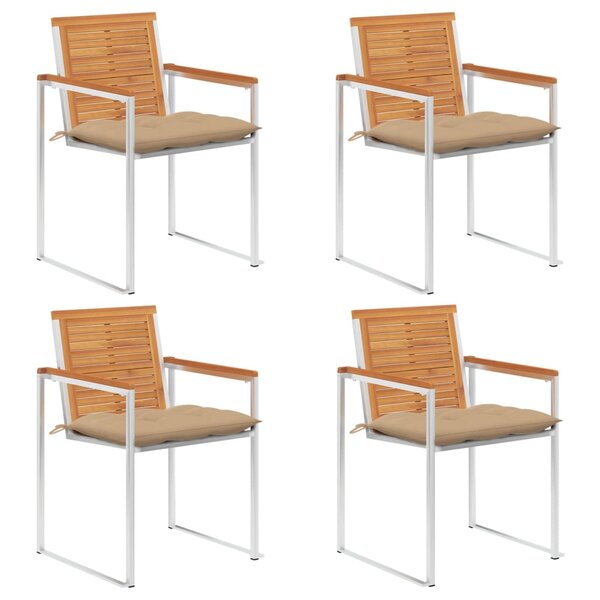 vidaXL Chaises de jardin lot de 4 avec coussins Bois d'acacia massif