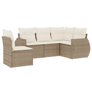 vidaXL Salon de jardin avec coussins 5 Pièces beige résine tressée
