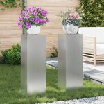 vidaXL Supports de Plantes Extérieurs Pilier 2 Pièces 24x24x75 cm Acier Galvanisé